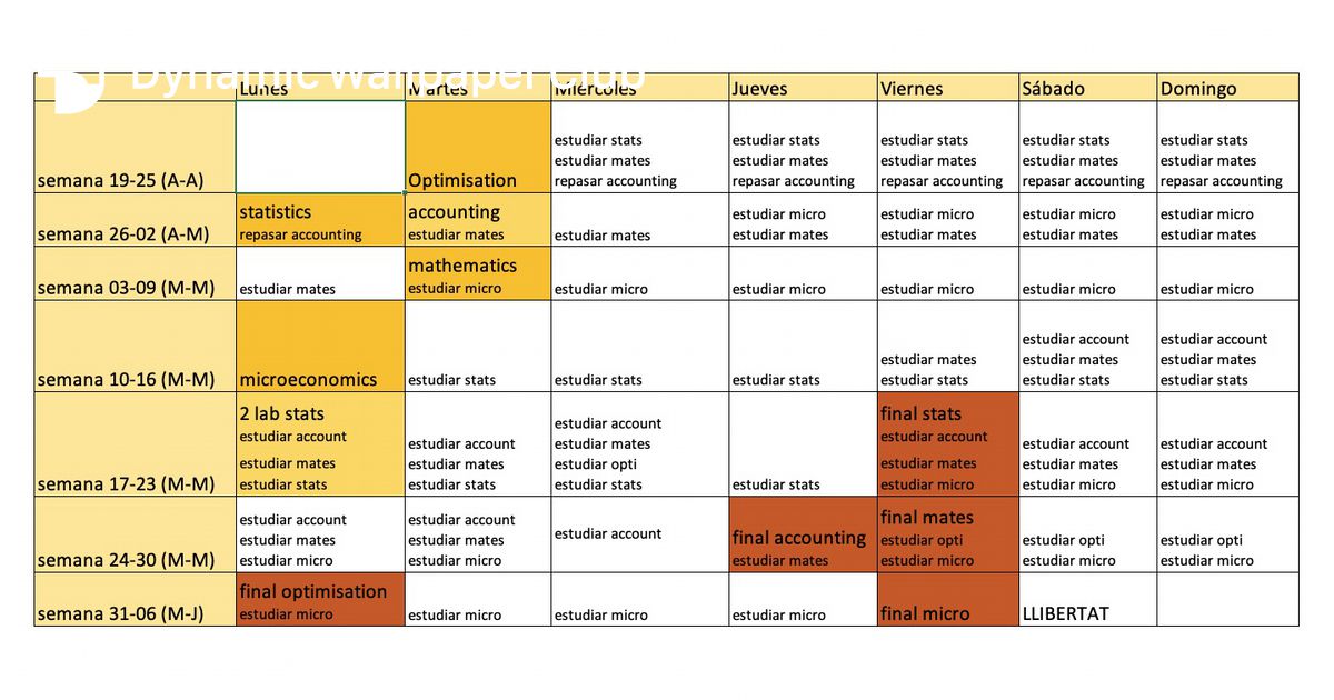 timetable - Dynamic Wallpaper Club